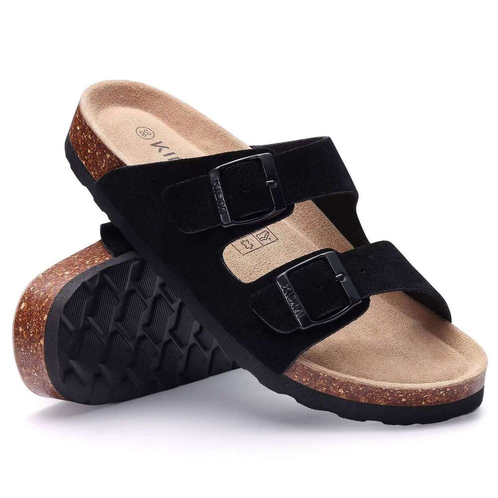 Litfun Summer Fashion Sandals For Women Men Cork Footbed Adjustable Slides Anti-slip Outdoor Unisex Slippers With Arch Support