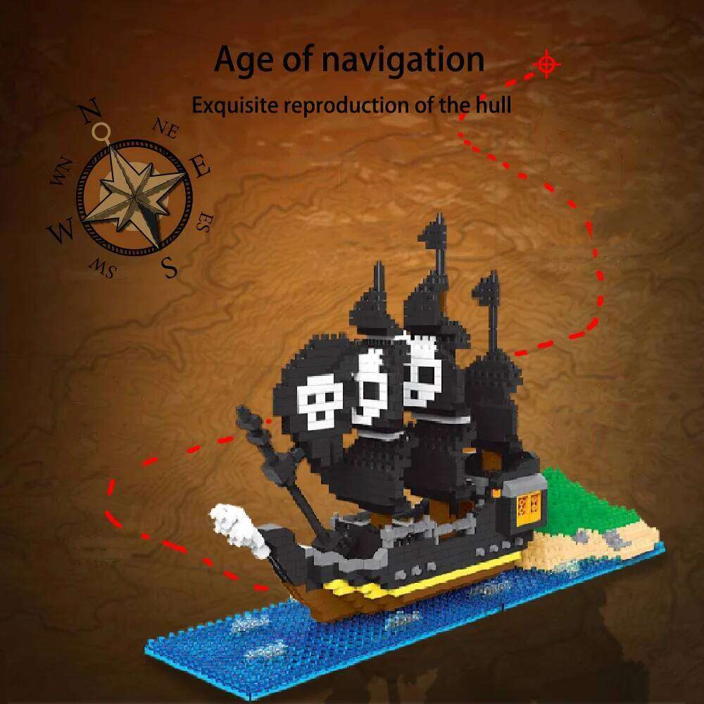 760PCS Pirate Ship, Model Toy, Micro Particles, Ornaments, Gift Box, Exercise Puzzle Hands-on Ability, Boys, Children Z260305