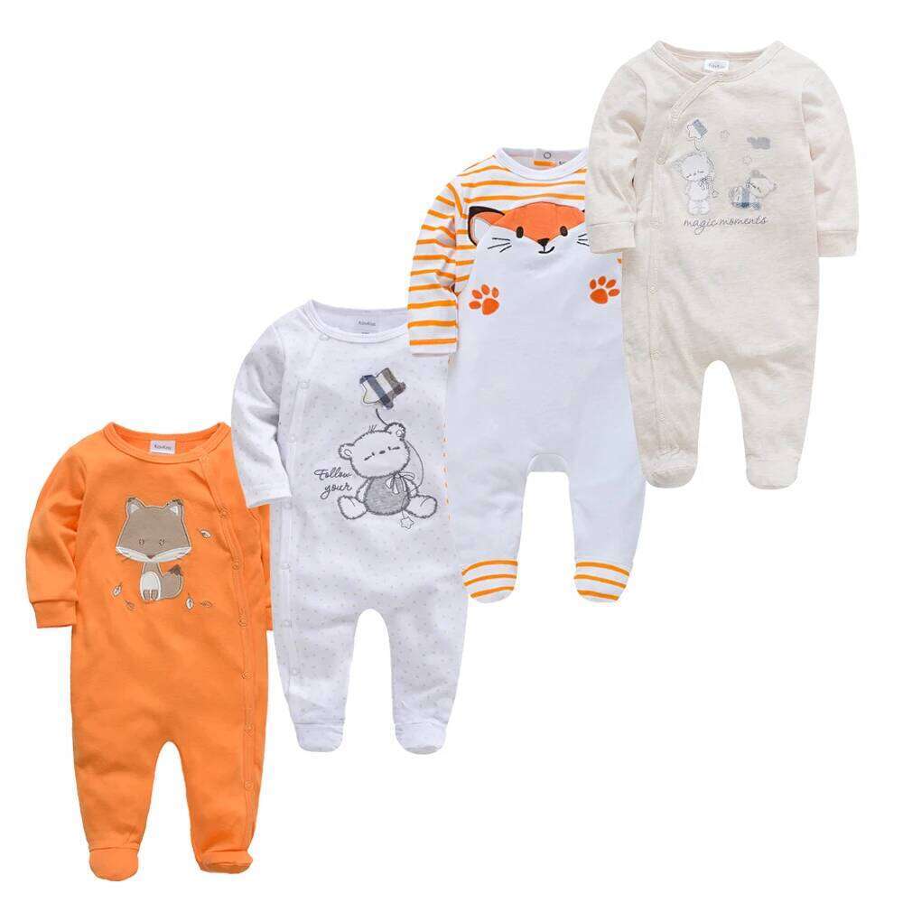 Kavkas Baby Boy Rompers 3 4 Pcs/lot Newborn Cotton Girls Clothes Long Sleeve Summer Soft Jumpsuit O-neck 0-12m Onesie Clothing Z260306