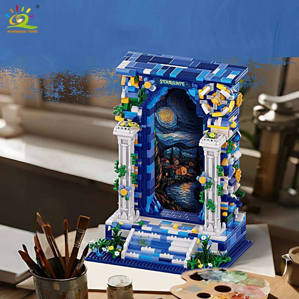 HUIQIBAO 1745pcs Wonderland Starry Sky Door Photo Frame Building Blocks Star Gate display stand micro mini birck Home Decoration Z260306