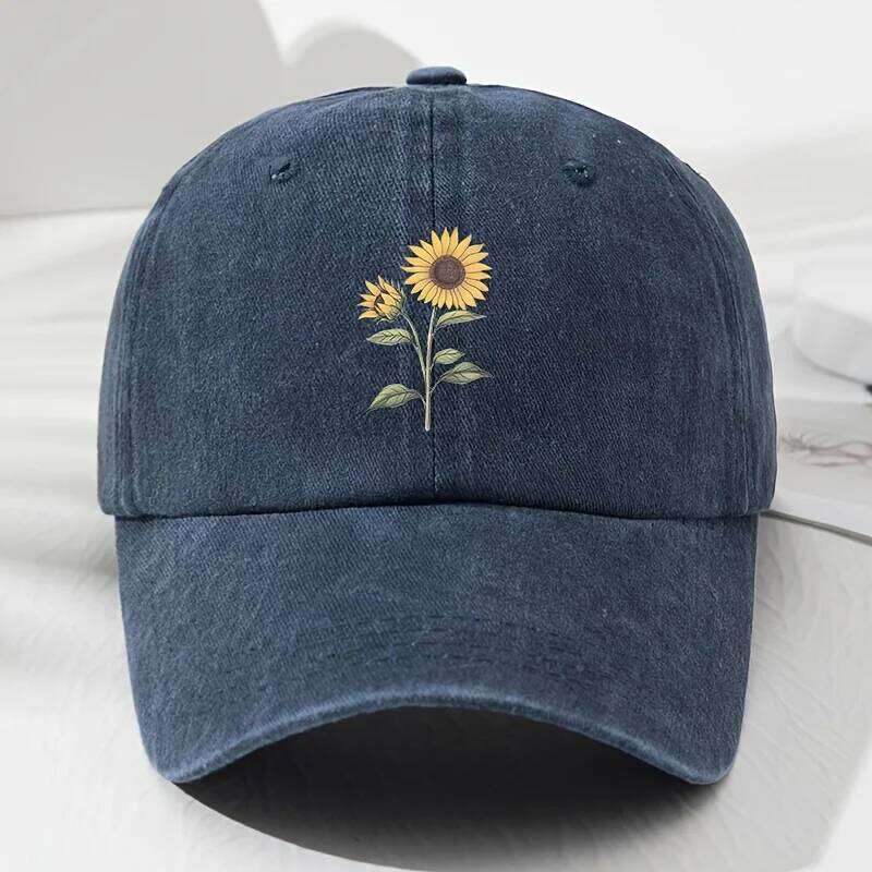 Retro Sunflower Pattern Baseball Dad Hat, Suitable for Outdoor Sports, Fishing and Camping, Hiking Hat Y260304