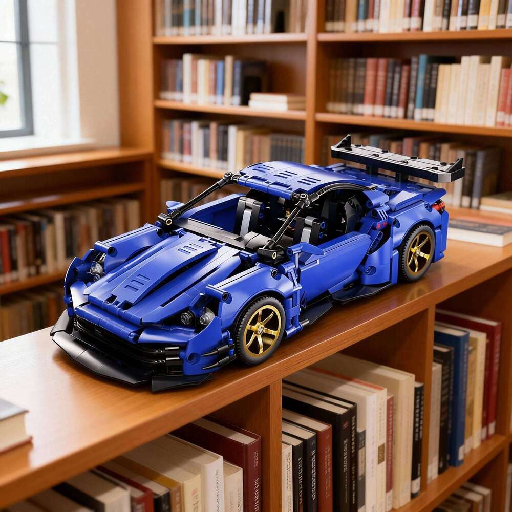 Blue sports car building block model set, adult collectible model, suitable for birthday gifts, Christmas, Halloween, gifts Z260305