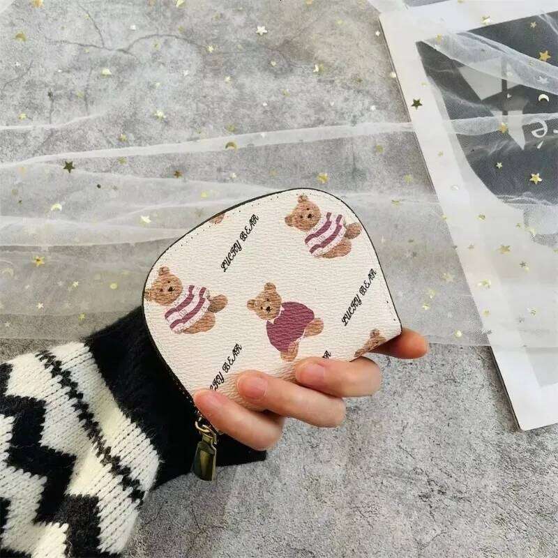 Cute Cartoon Bear PU Leather Wallet, Women's Zipper Card Holder with Coin Purse, Fashion Small Wallet for Ladies C260304