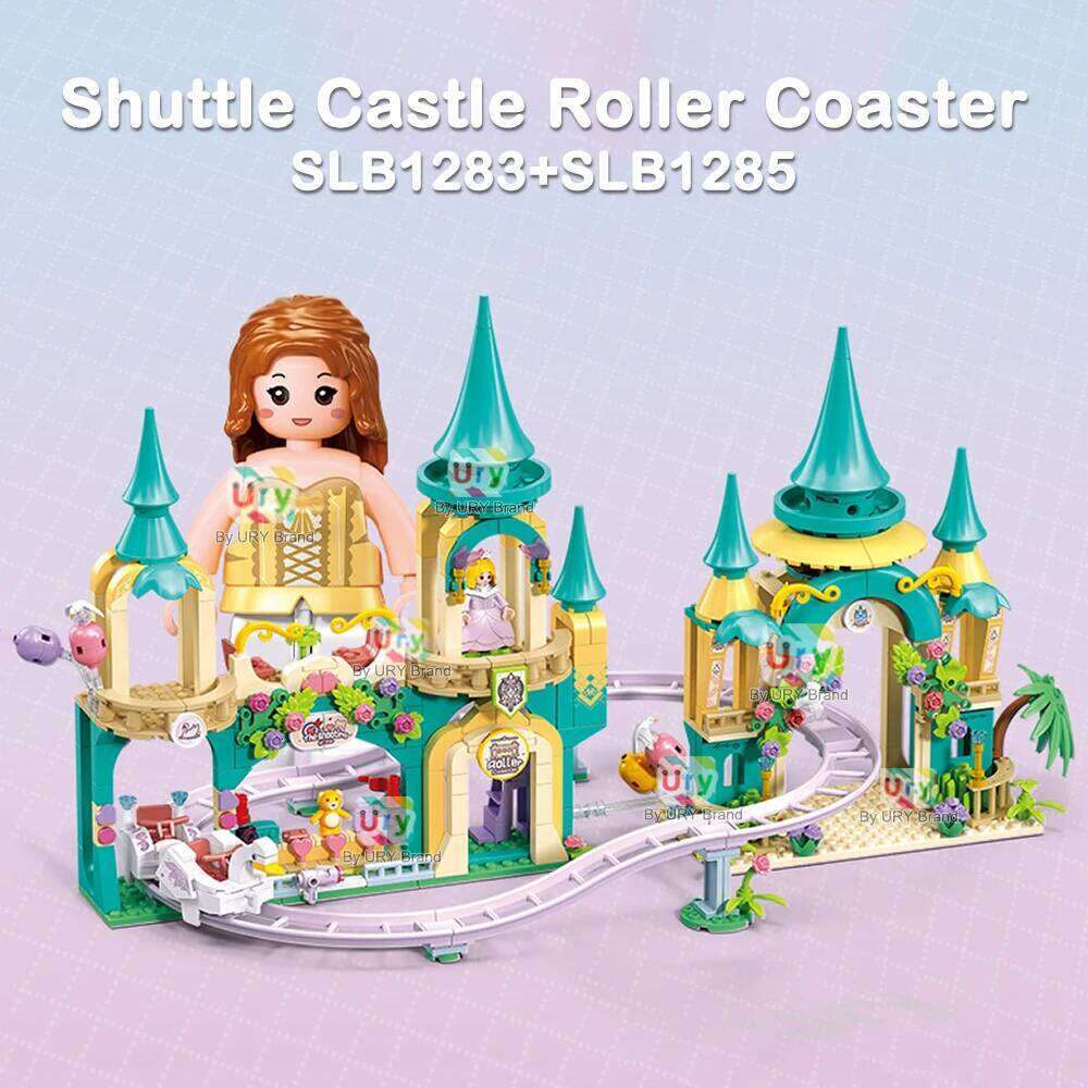 Sluban Friends City Amusement Shuttle Castle Roller Coaster Ferris Wheel Model Building Blocks Set DIY Toy for Girl Gift Z260305