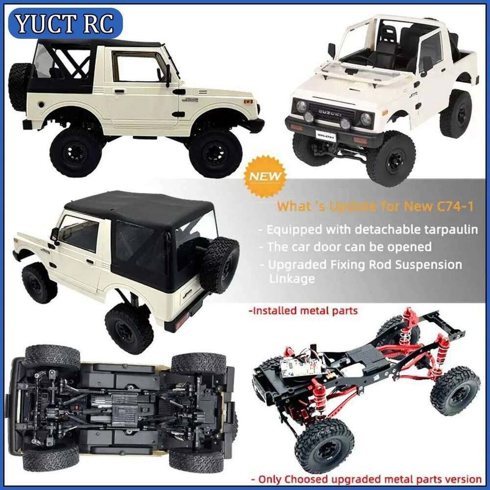 WPL C74-1 1/10 RC CAR Convertible Suzuki Jimny JA11 Remote Climbing Off Road Vehicle 4WD model 370 motor modified Toy for Boys C260305