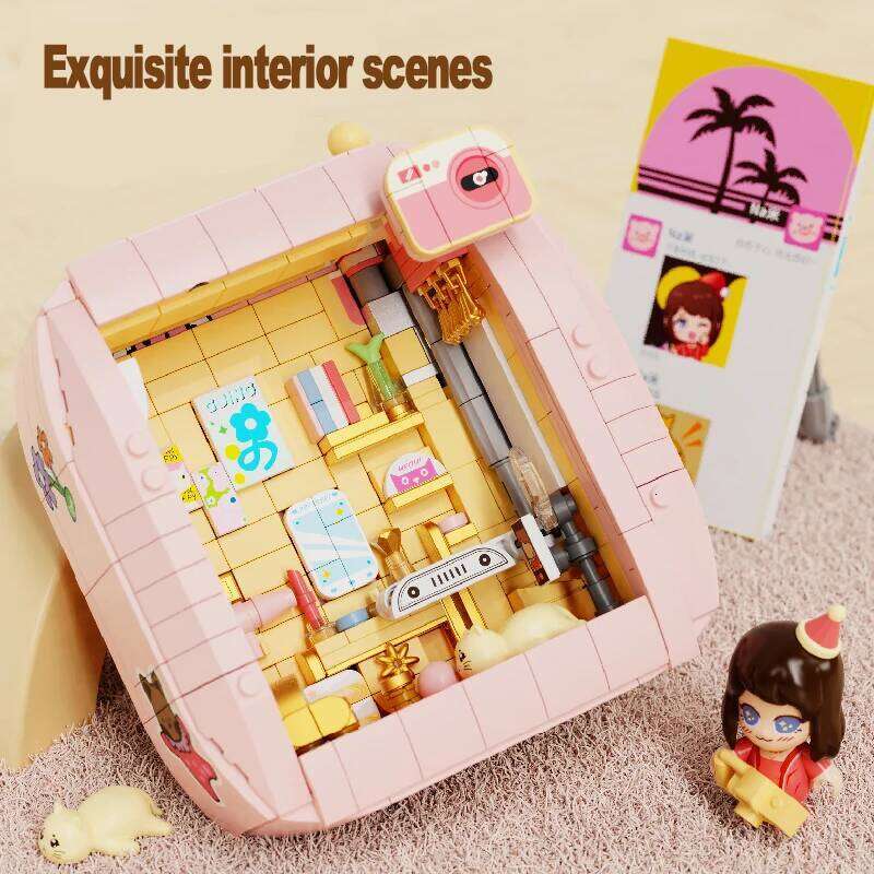777PCS Pink Building Blocks Simulation Camera Assembly Model Bricks Set Desktop Decoration Kid Toys Birthday Gifts Z260305