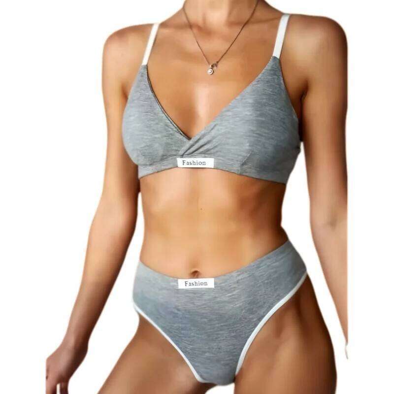 Women Seamless Bra V-neck Non-wire Bras Low Waist Panties Sexy Lingerie Sport Comfort Female Underwear Set