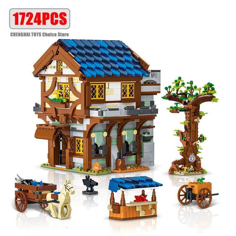 Medieval Town Architecture Series Building Blocks Model Street View Sets MOC Modular City House Bricks Toys Gifts for Childrens Z260306