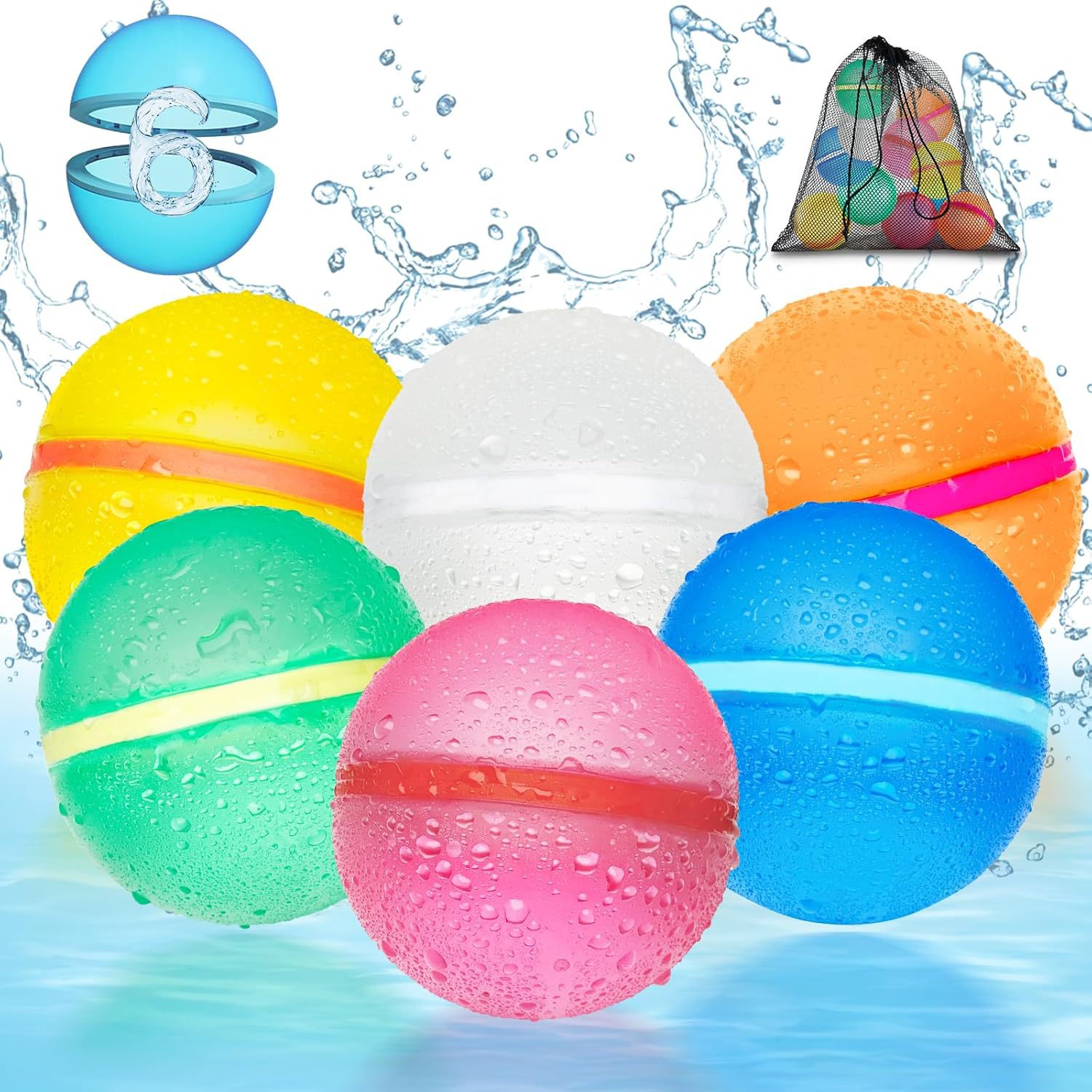 Summer water toy: silicone magnetic water ball, quick to fill and reusable