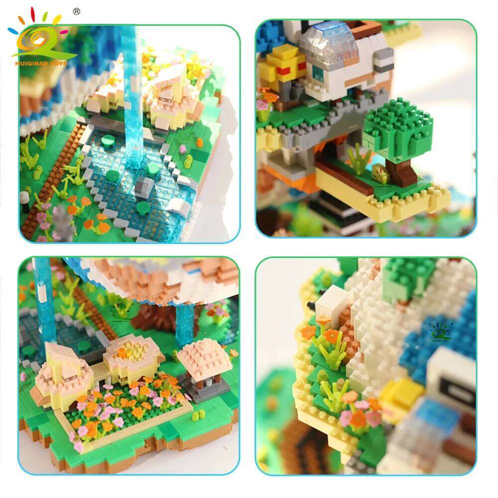 HUIQIBAO 5452PCS MOC The Earth Village Model Micro Building Blocks Architecture Style Brick for Kid Children Construction Toys Z260306