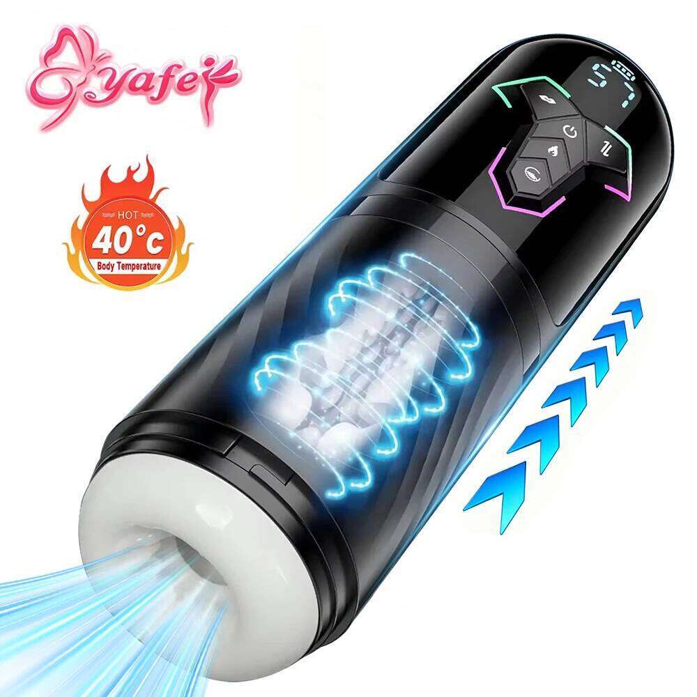 Automatic 5 IN 1 Telescopic Sucking Licking Male Masturbator Cup Penis Pump Heated Vagina Masturbation Adults Sex Toy for Men W260305