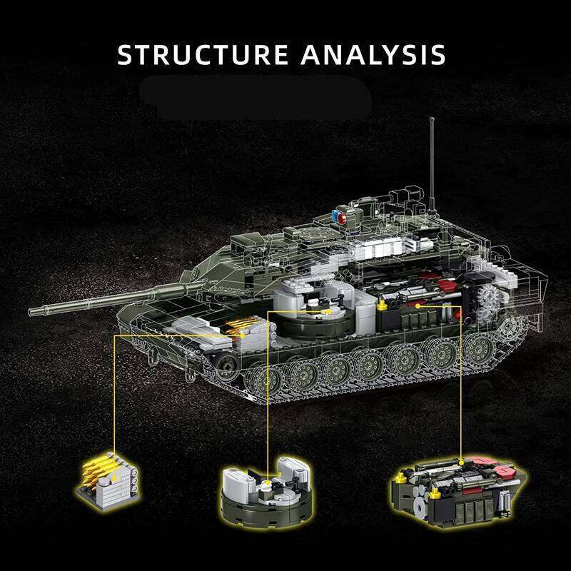 Military MOC 1/28 2306pcs Leopard 2A8 Army Main Battle Building Blocks Bricks Modern Tank Set Toys For Children Boys Gifts Z260306