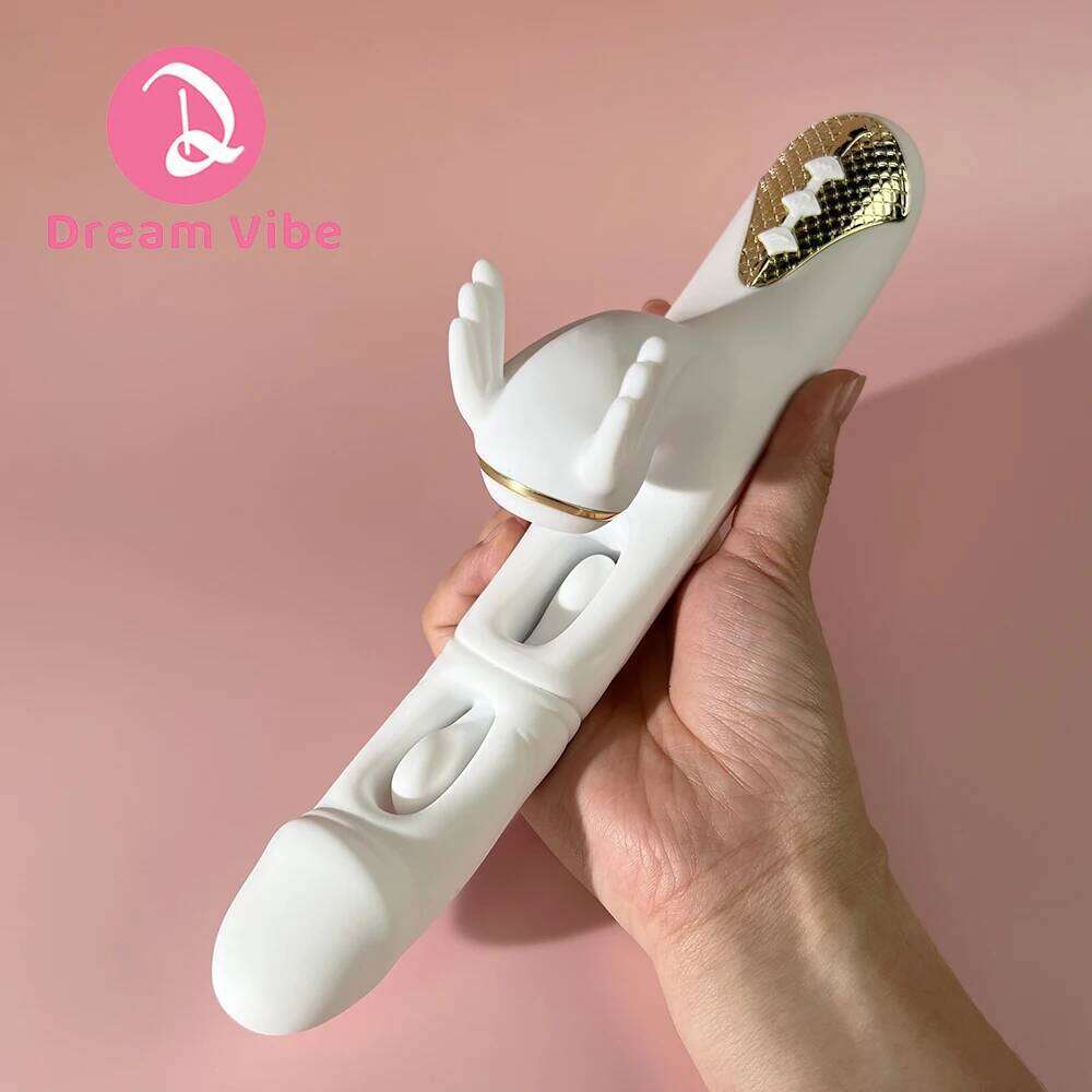 White Dargon 3 in 1 Rabbit Vibrator Heating Dual Flapping Suction Vibration Pleasur Intimate Sex Toy Women Penetration Deep Love W260305