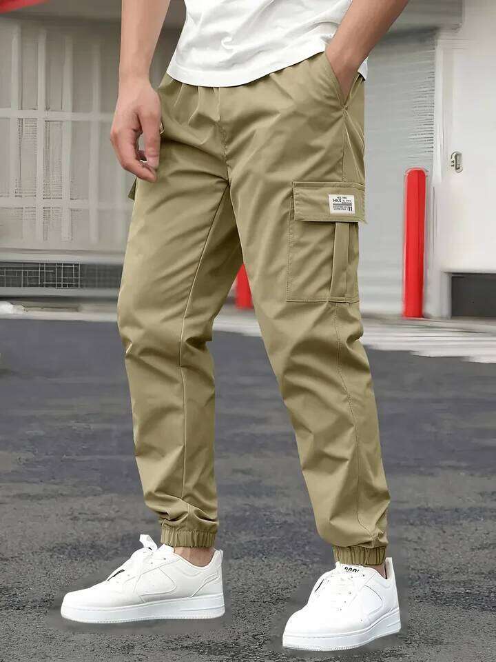 Men's Cargo Pants Sweatpants Outdoor Bunched Long Casual Autumn Multi-Pocket Durable Workwear Male Trousers