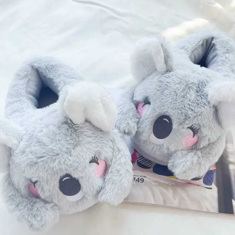 Cute Pink Gray Koala Cartoon Animal Plush Slippers Female Winter Warm Koala Home Woman Slipper S260305