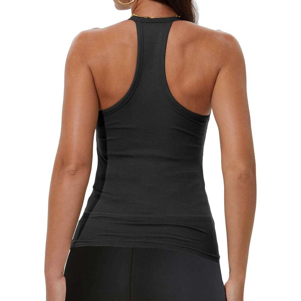 Workout Tops for Women Racerback Basic Tank Summer 2026 Camisole V Designer Neck Slim Fit Ribbed Sleeveless