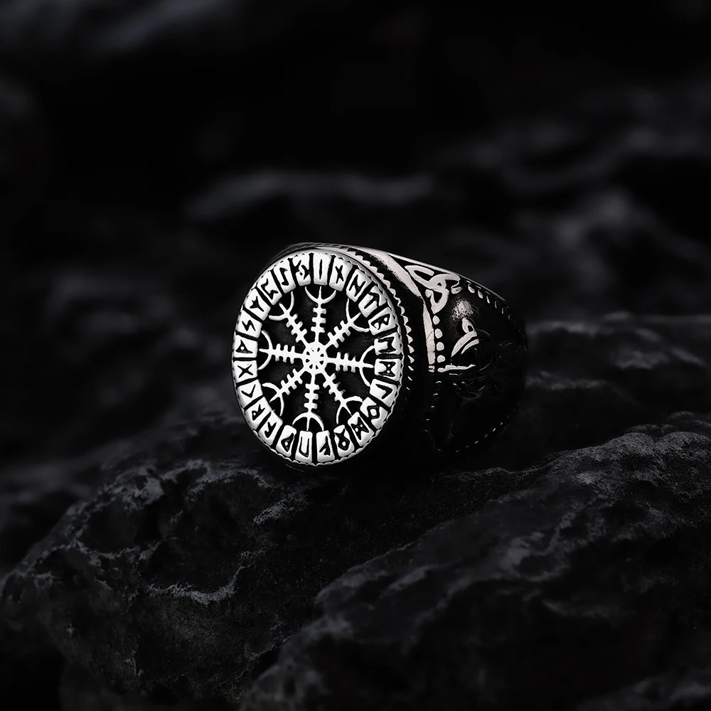 European and American Style Fashion Personality Viking Rune Mens Ring Vintage Celtic Knot Stainless Steel Jewelry 260302