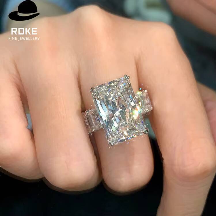 Laboratory-grown 111ct Radiant Cut Centre Diamond Set with 421ct Accent Stones 9K-18K White Gold Engagement Ring
