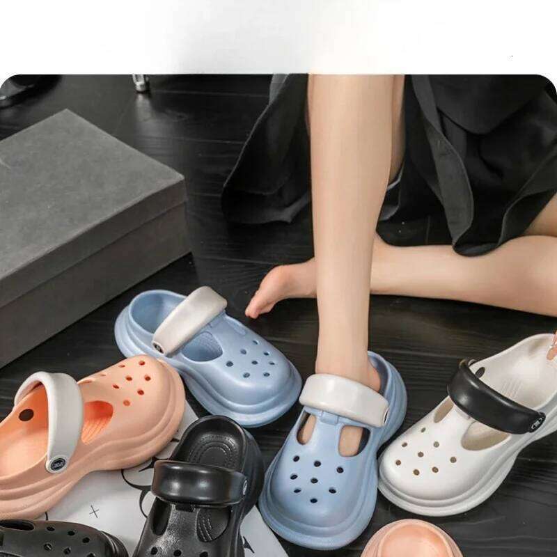 2025 Summer Women's Thick-Soled Non-Slip Breathable Toe-Cap Casual Beach Slippers Comfortable Sandals