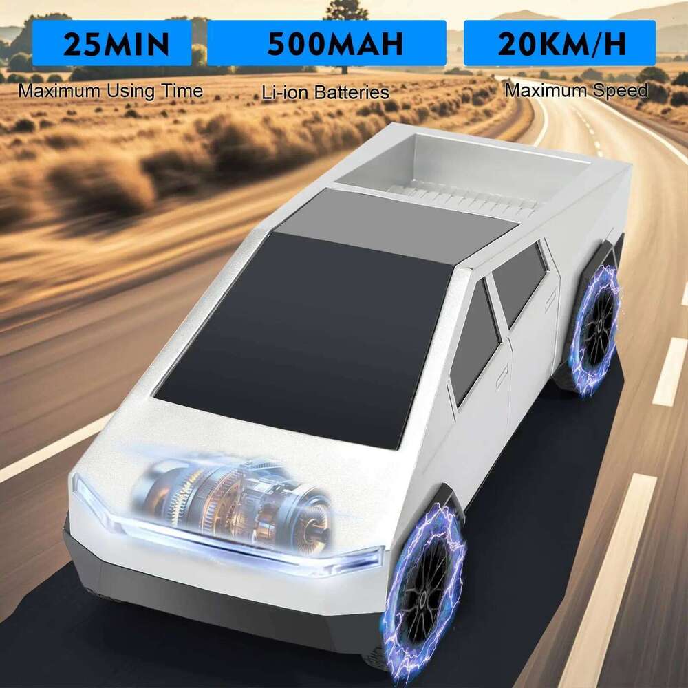 1:24 RC Cybertruck Pickup 4WD Off-Road Remote Control Car 27Mhz High Speed Dual Motor LED Light Vehicle Toy Gift for Boys Kids C260305