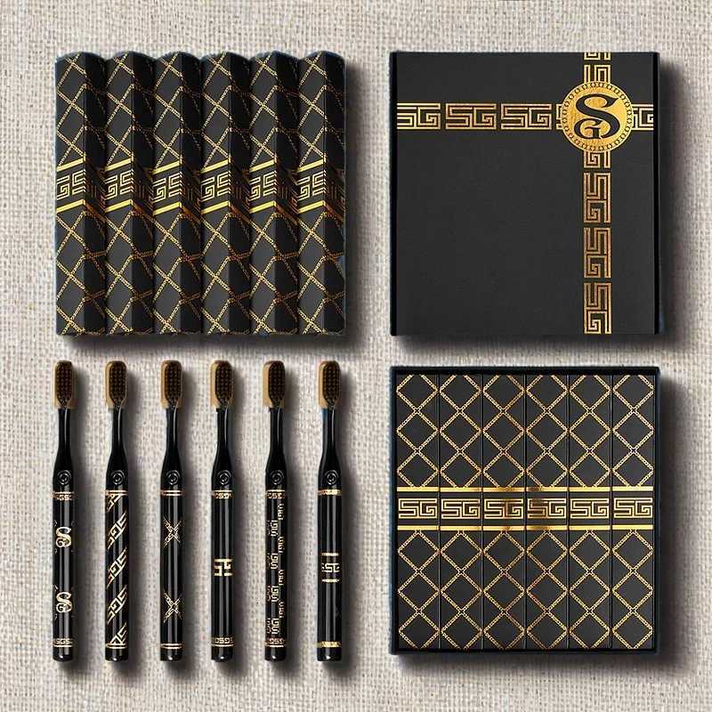 This 6-piece family pack of high-end toothbrushes, with luxurious fine silk soft bristles, a slip-resistant handle, and a wide head, is ideal for adul