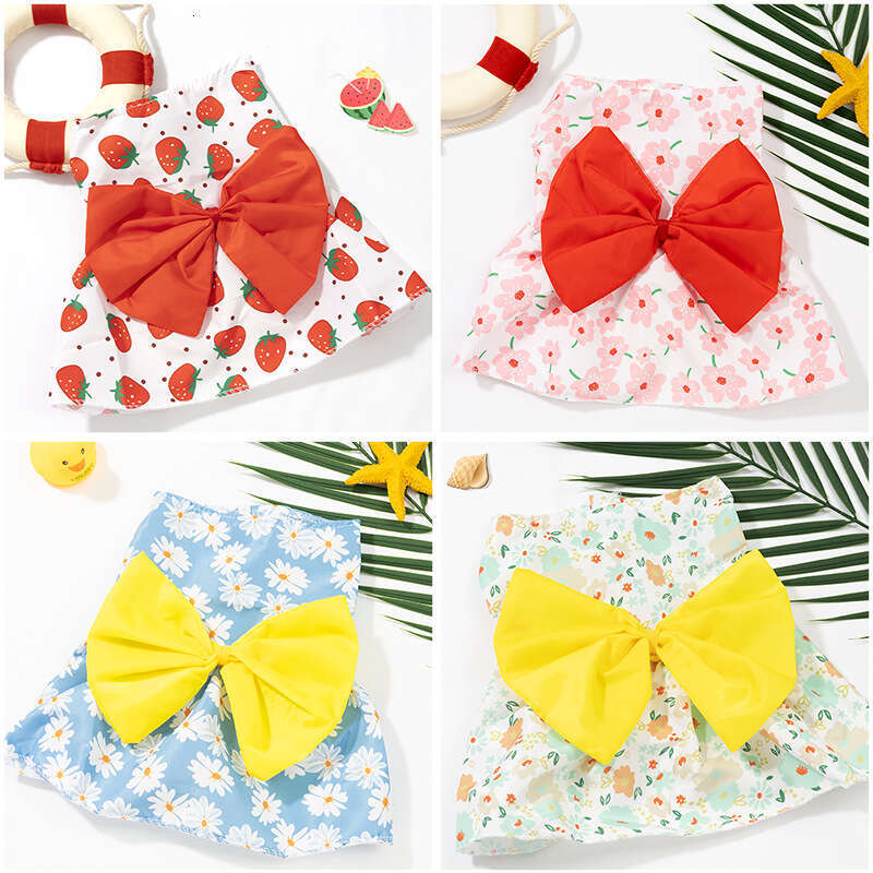 Source Manufacturer Pet Dog Clothing Puppy Print Cartoon Cute Princess Dress Cat Summer Clothes Bamubi