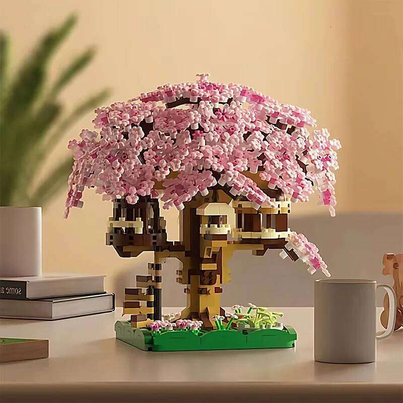 Mini Sakura Tree Building Blocks Set DIY Cherry Blossom Bricks Treehouse Model Decoration Romantic Gift for Girlfriend Z260306