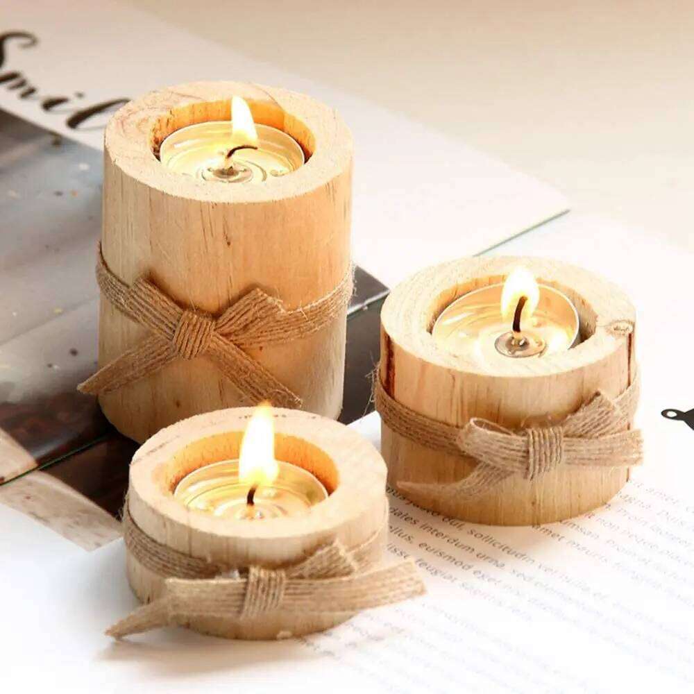 3 PCS Wood Tea Light Holders Tealight Candlestick Home Table Candle Centerpiece for Wedding Christmas Party Decor XJ260305
