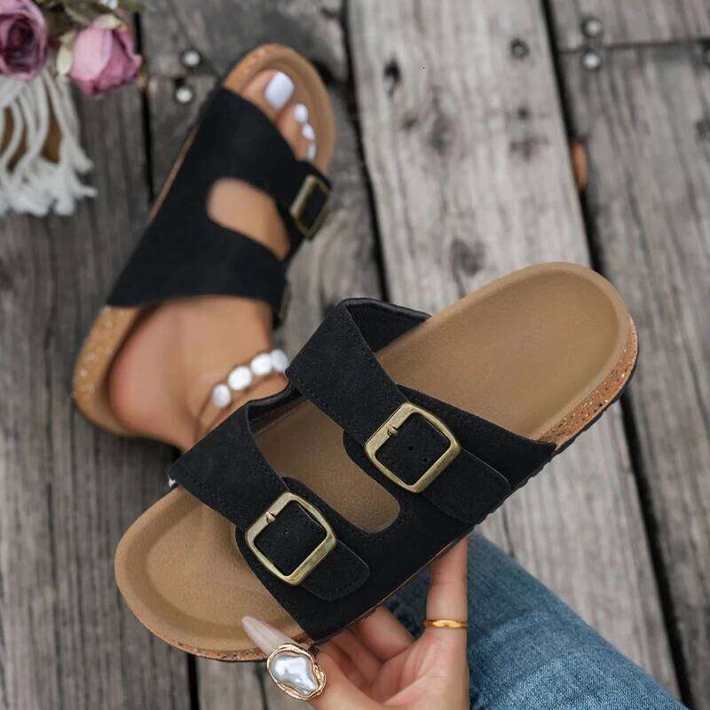 2026 New Summer Fashion Buckle Breathable Slippers Outdoor Casual Flip Flops Designer Women Shoes