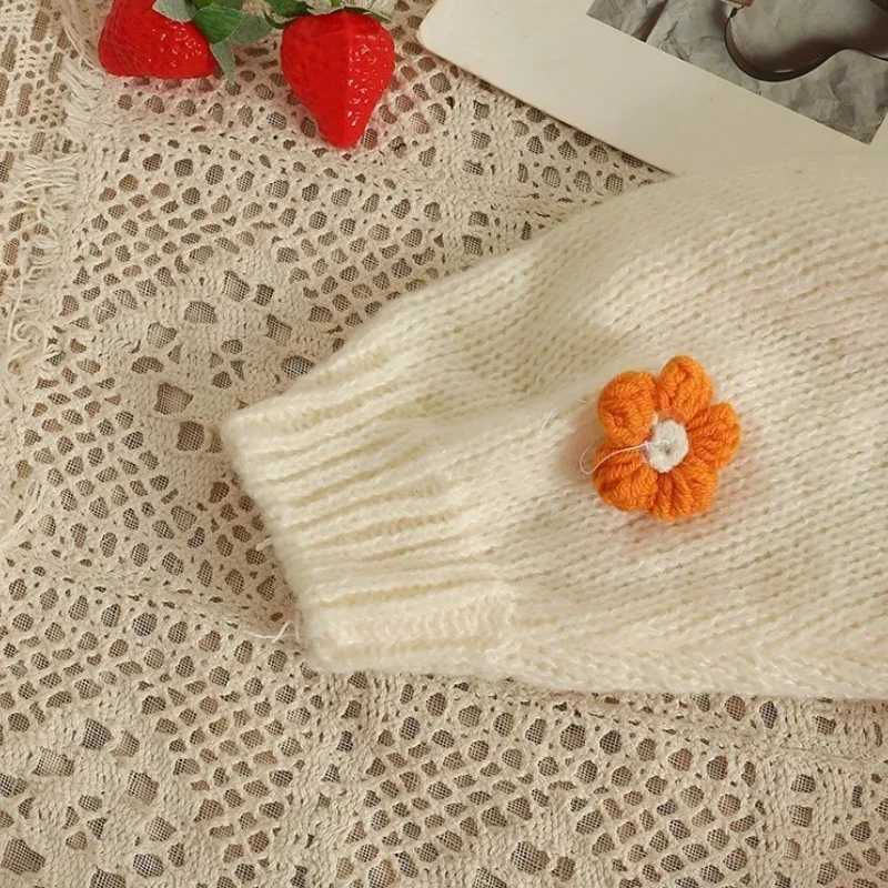 2026 New Spring Autumn Colourful Applique Flower Cardigan for Women Cute Long V-neck Knit Crop Sweater Girl Soft Knitwear M260306