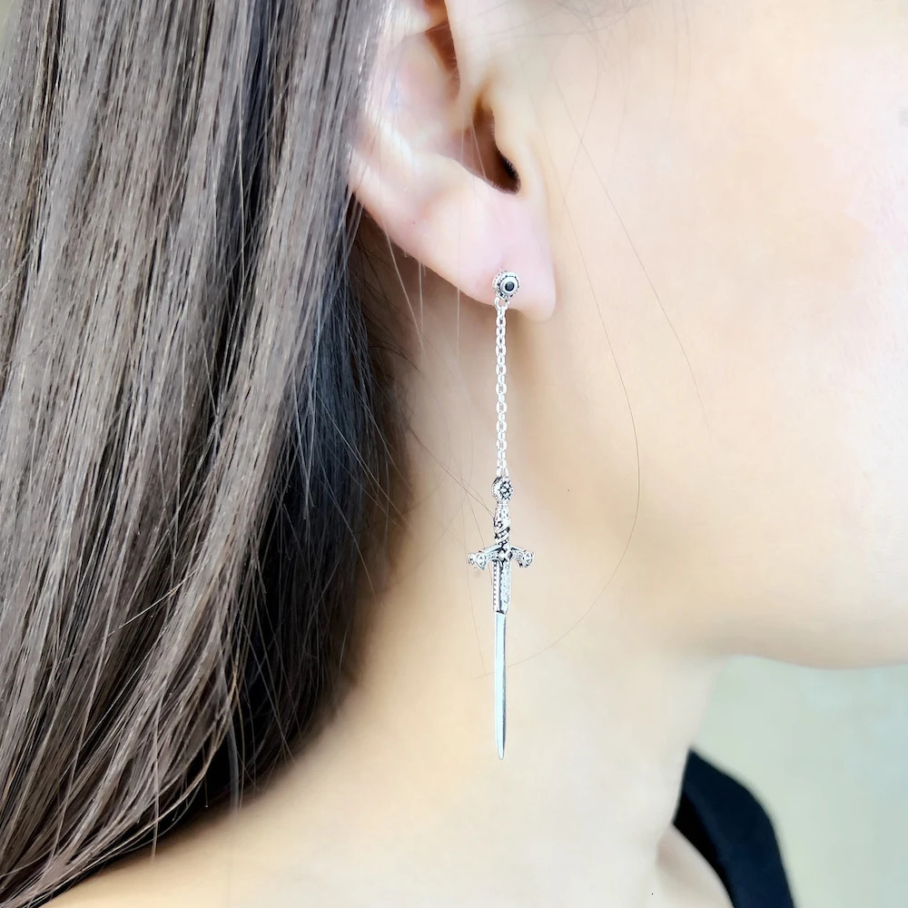 Earrings Richly Ornamented Sword Europe Fine Jewelry For Women Men Summer Sterling Silver 925 Fantasy Gift 260303