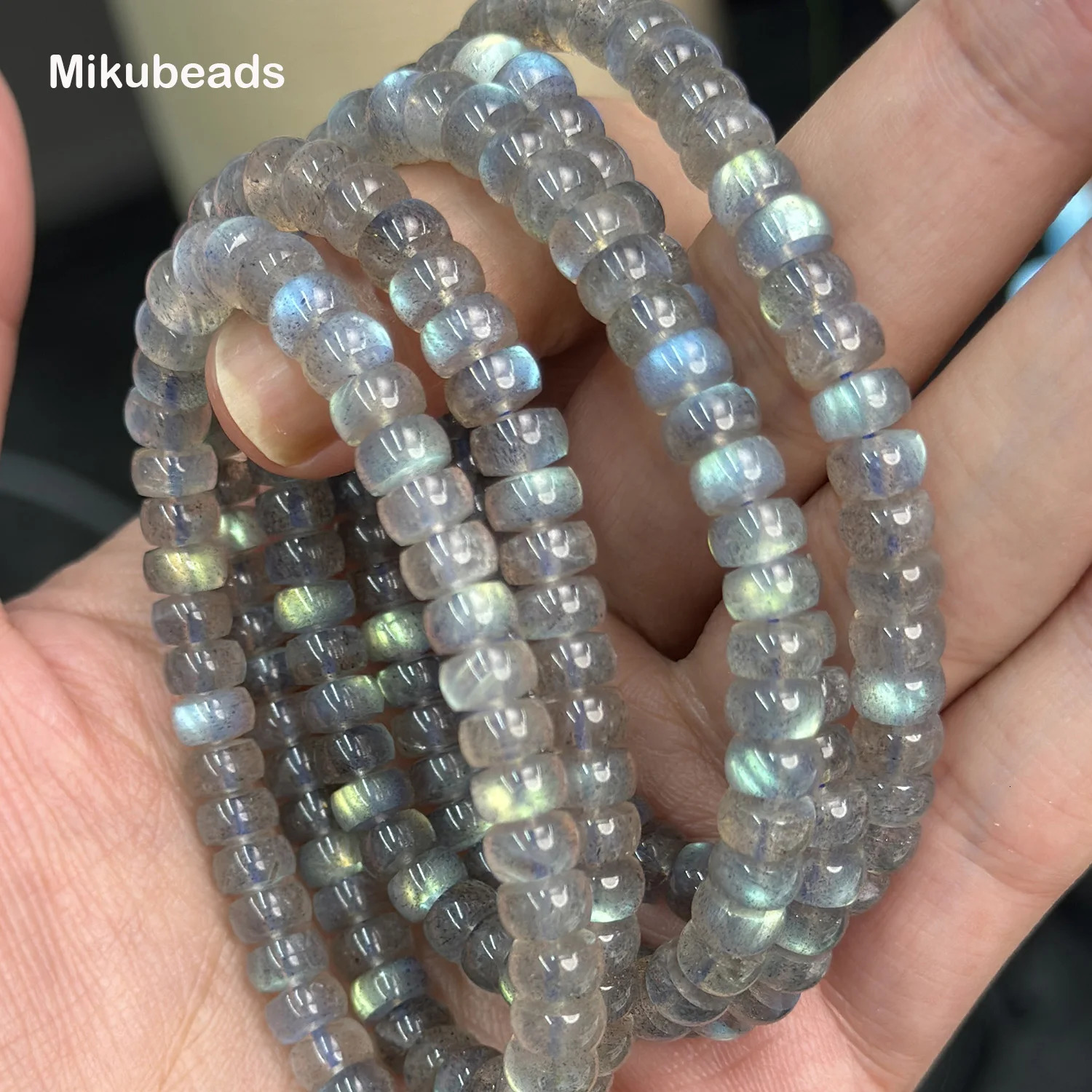Wholesale Natural 36mm 3A Madagascar Labradorite Rondelle Smooth Loose Beads For Making Jewelry DIY Necklace Bracelet 260302