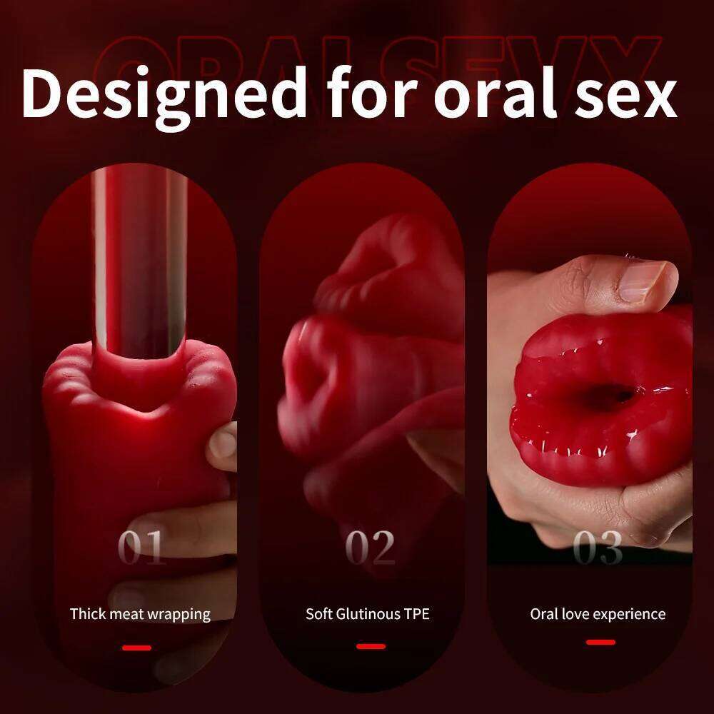 Automatic Male Masturbator Cup Vibrator Tongue Licking Blowjob Real Vagina Pocket Pussy Penis Oral Sex Toy For Adult Men Sexshop W260305