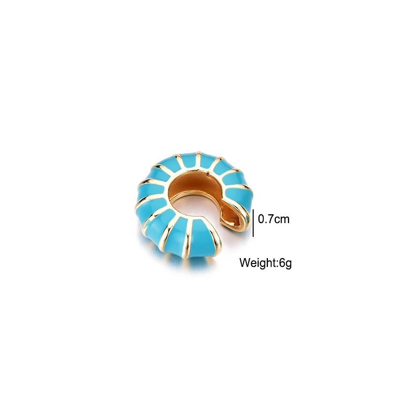 1 Piece Round Clip On Earrings Ear Cuffs Bohemian C Shaped Enamel Gold Color Jewelry Non-Piercing Blue Black White Pink Earrings 260303