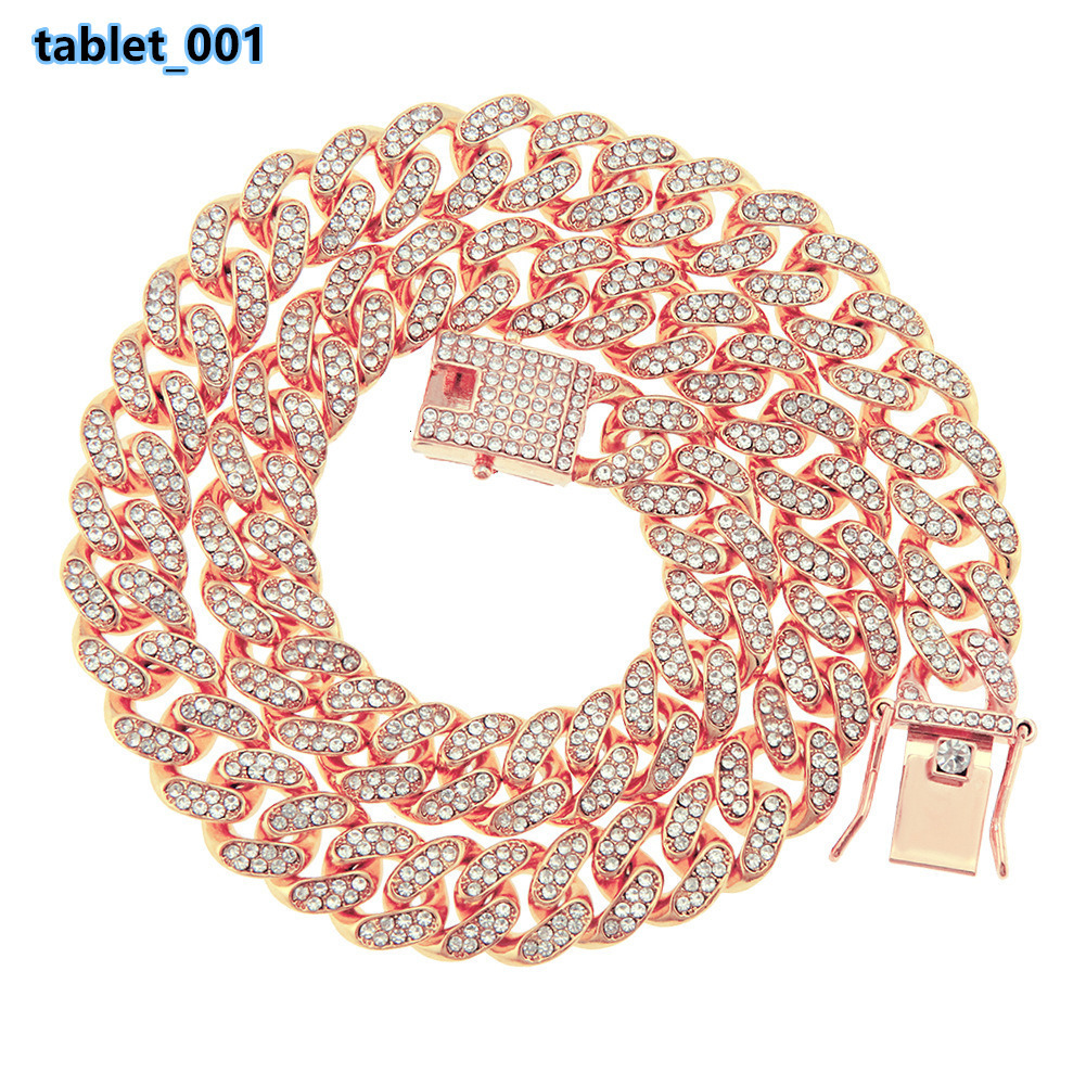 Unique Rose Gold Plated Alloy Rhinestone Mens Hiphop Fashion Chain Link Bracelet for Party Lovers