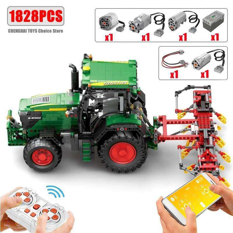 1828PCS Agricultural Tractor Building Blocks Rc APP Remote Control Engineering Car Model Bricks DIY Toys Gifts For Boys Kids Z260306