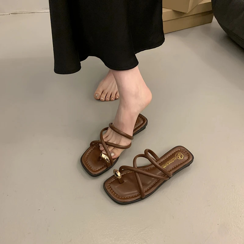 French sense niche sandals summer internet flat bottomed slippers for women 260305