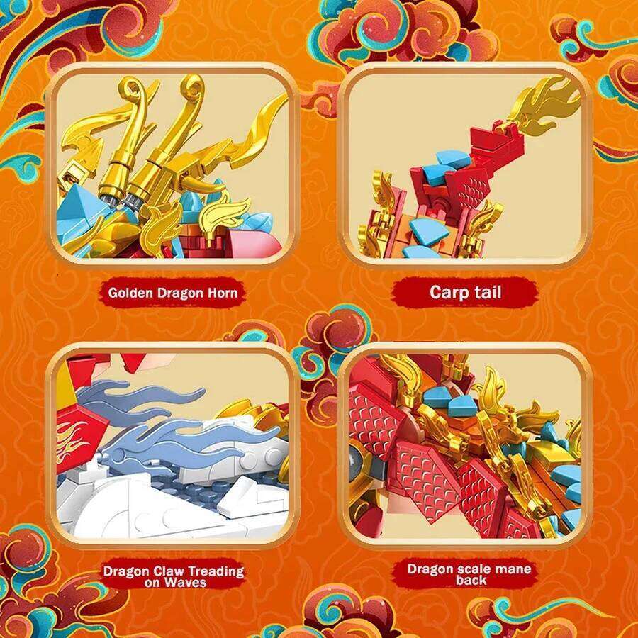 Chinese Building Blocks Style Assembling Small Particle Desktop Decoration Model Children Toys Boy Girl Dragon Year Gifts Z260305