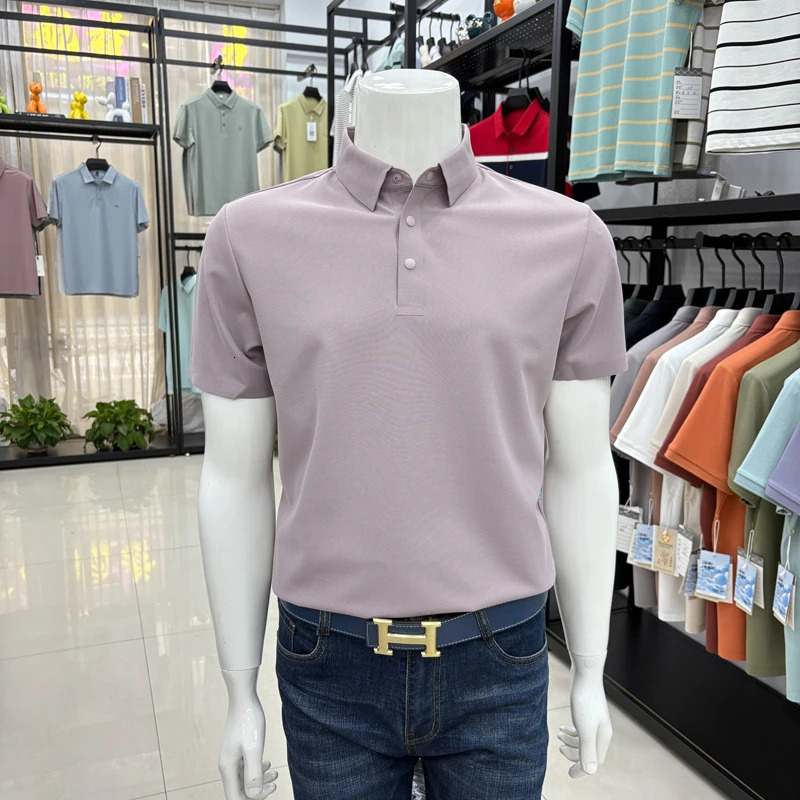 Mens Short Sleeve Polo Shirts - 12 Colors Stretch Seamless 4 Buttons - High Quality Classic and Trendy 260304