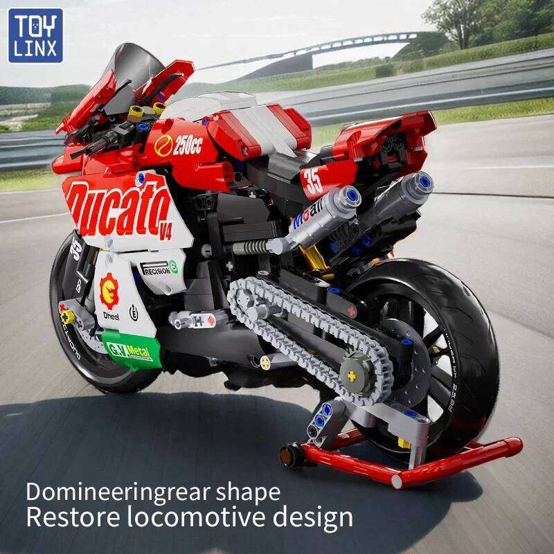 TOYLINX Famous V4 Motorcycle Building Blocks Set Super Motorbike Model Kit Technical Racing Kids Assembled Toys Gifts For Boys Z260305