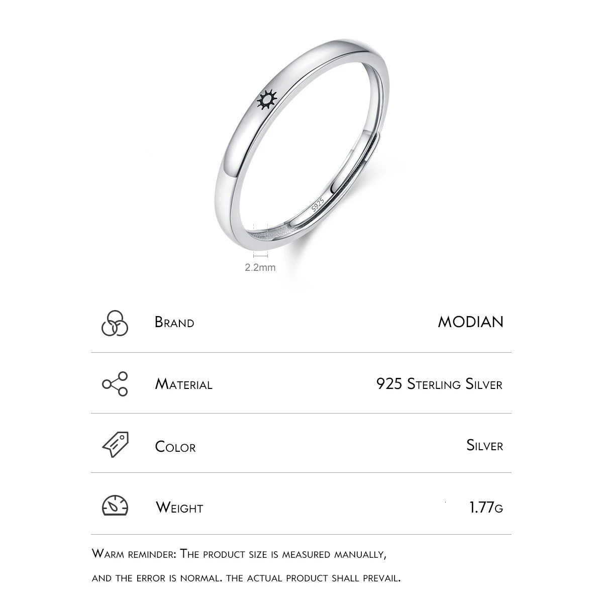 MODIAN 925 Sterling Silver Romantic Moon Sun Finger Rings For Women and Men Lover Couple Rings Fine Jewelry Anniversary Gifts 260304