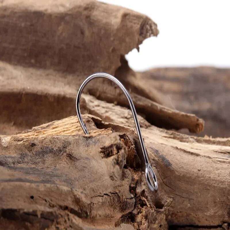 50pcs/box Crank Barbed Fishhook Fishing Tackle Box Big Eye Sharp High Carbon Steel Fish Single Hook Carp Jig Hooks Y260305