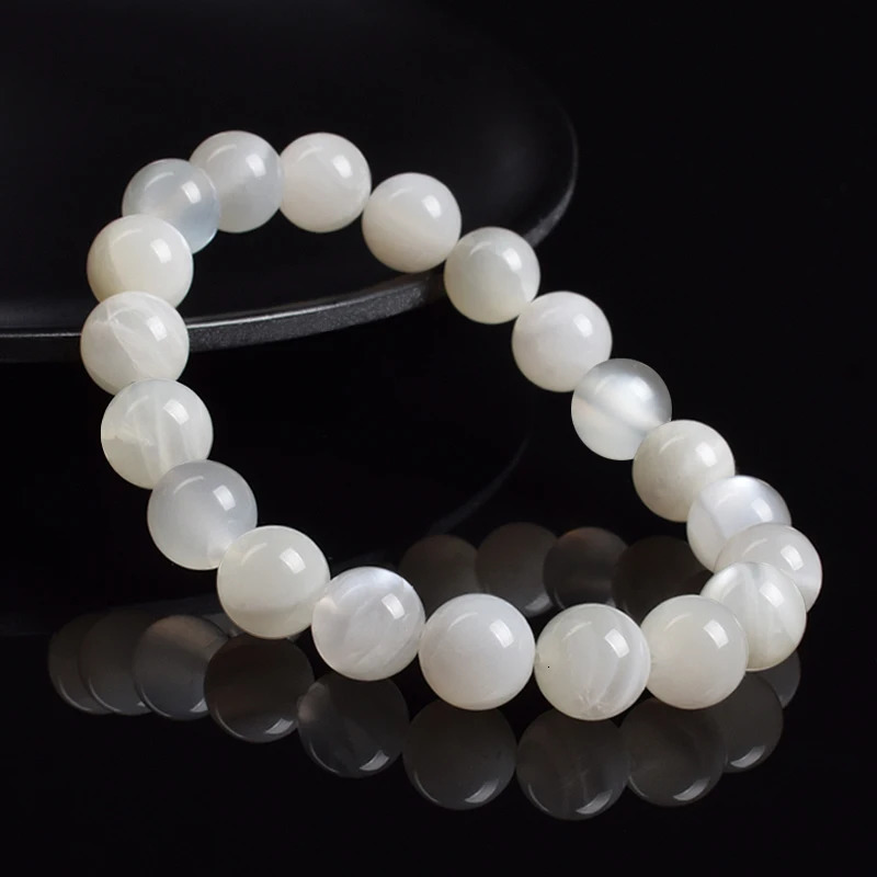 Real Natural White Moonstone Bracelet Genuine Moon Stone Beads Elastic Bracelets for Women Men Premium Gift 8mm Gemstone Jewelry 260302