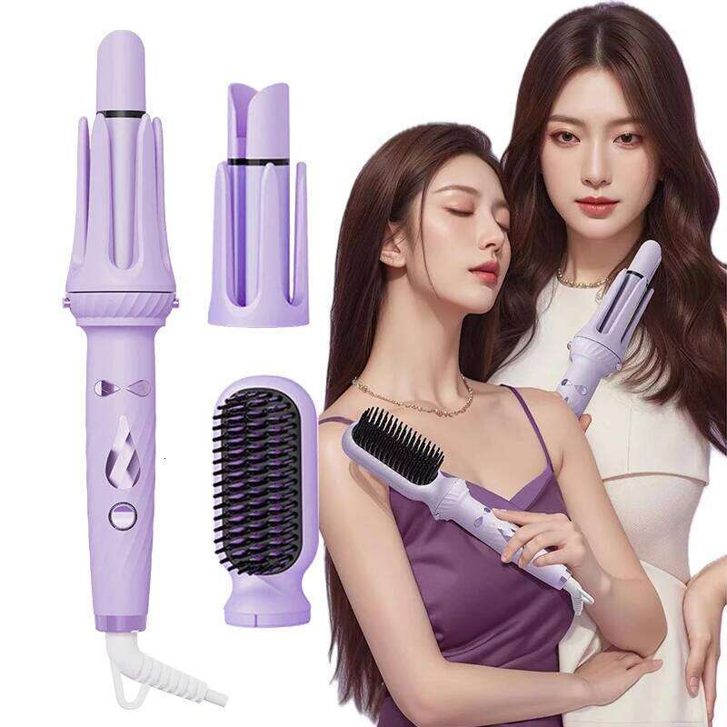 3 IN 1 Negative Ions 28mm & 32mm Roll Automatic Curler Heating Straight Comb Electric Ceramic Curling Iron Hair Stick 26Y0306