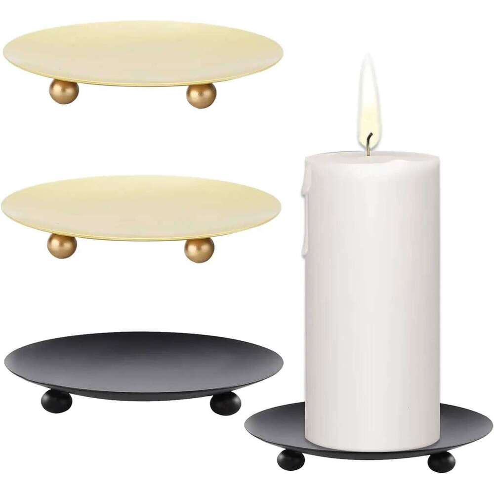 1/2PCS Iron Black Golden Candle Pillar Metal Plate for Wedding Party Festival Candlestick Holder Art Gift Home Decoration XJ260305