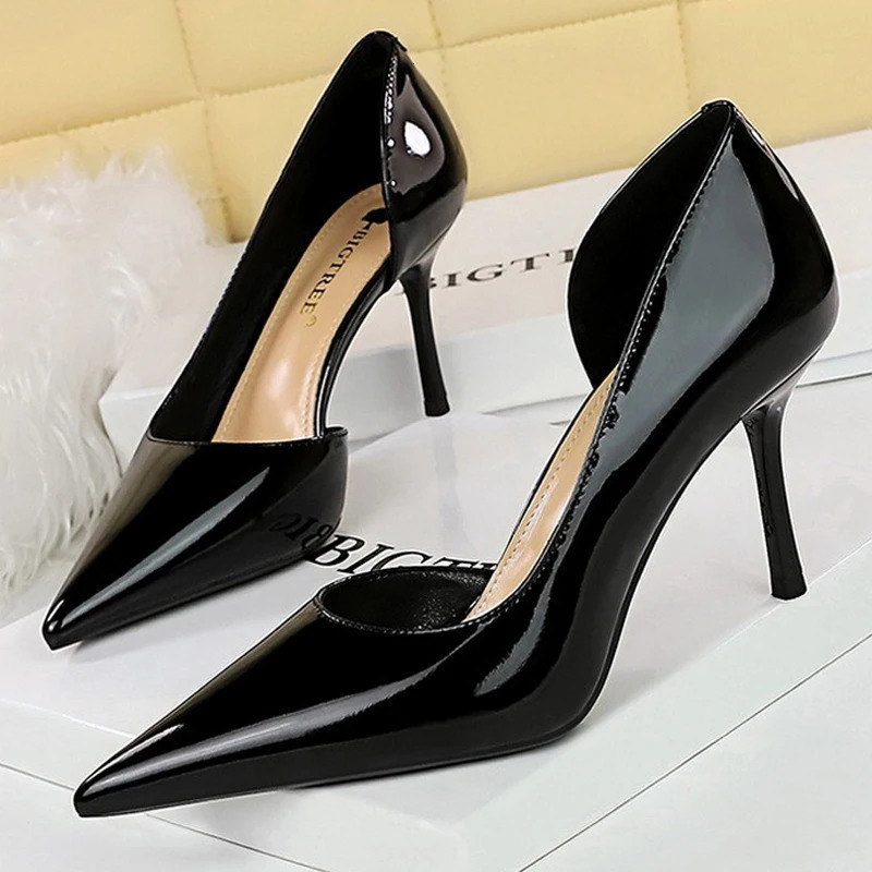 BIGTREE Shoes Women 8 Cm Heels Patent Leather Woman Pumps Stilettos Fashion Lady Shoes Sexy Party Shoes High Heels Plus Size 43 260306
