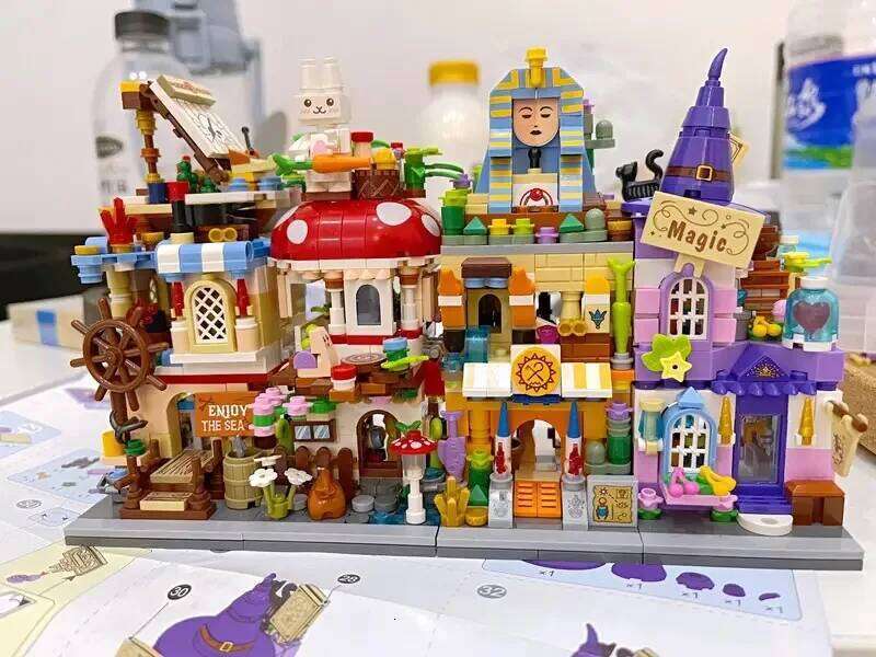 LOZ Blocks FUN Ideas Mini Street Store Toy Small Flower Pisa Shop Brinquedos MOC City House Food Building Bricks Girl Gifts Z260306