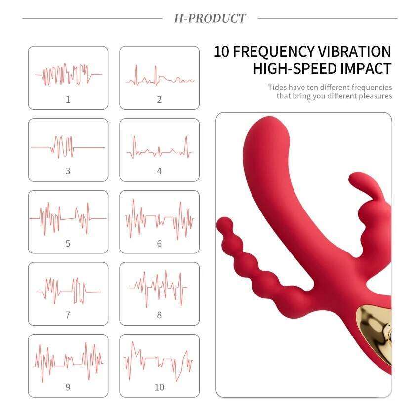 3 In 1 Dildo Rabbit Vibrators Woman Clitoris Massage Anal Beads Sex Toys For Adults G-Spot Stimulation Female Masturbator 18 W260305