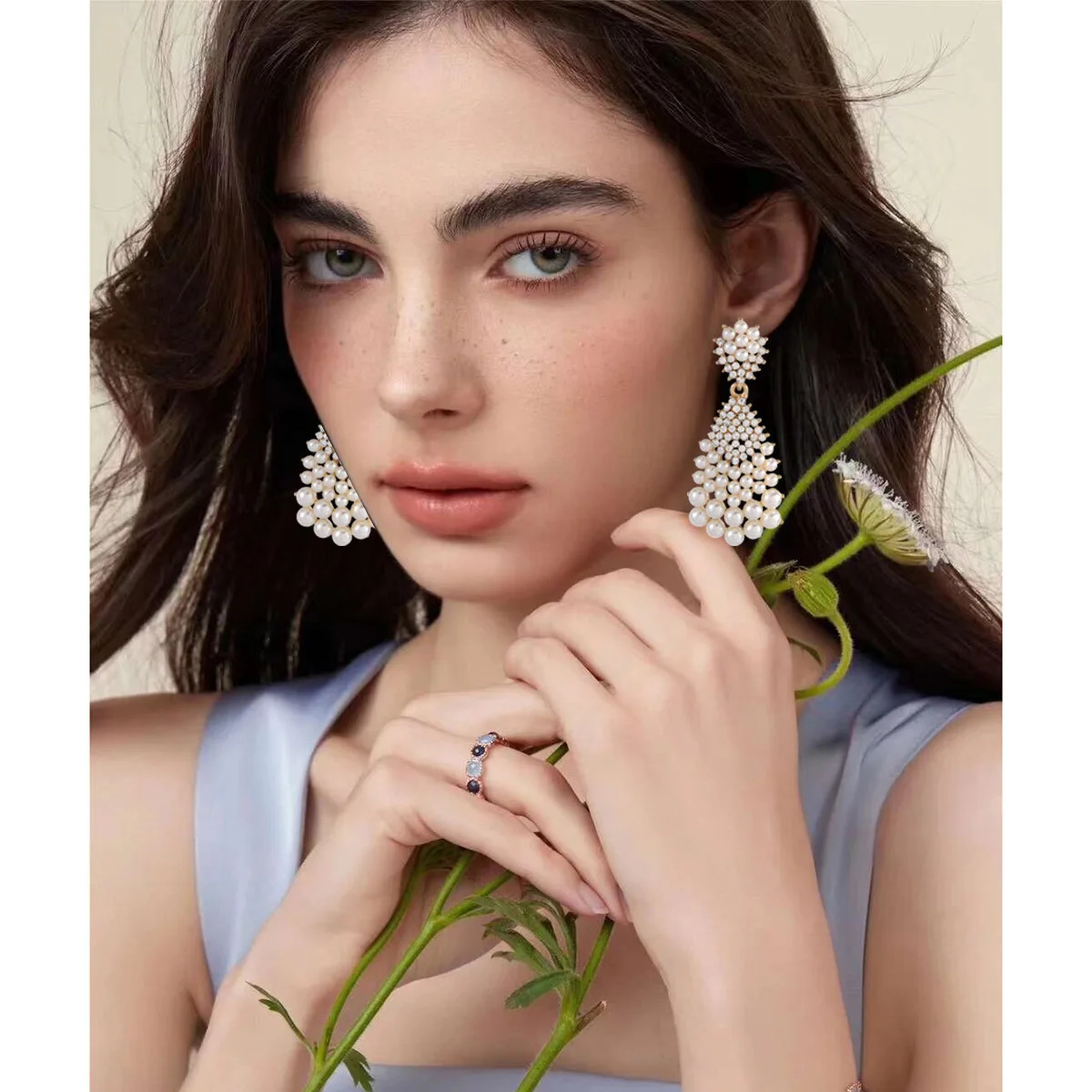 ious pearl earrings full of diamonds zircons geometric large water drops versatile retro bridal dress earrings 260303