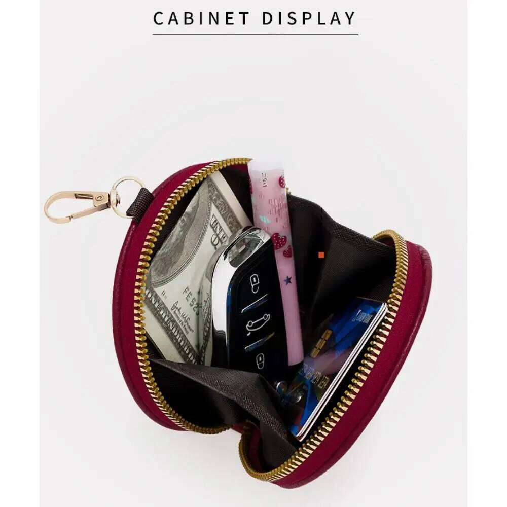 Korean Style Women Round Wallet Small PU Leather Card Holder Zipper Coin Purse Girls Money Bag with Chain C260304